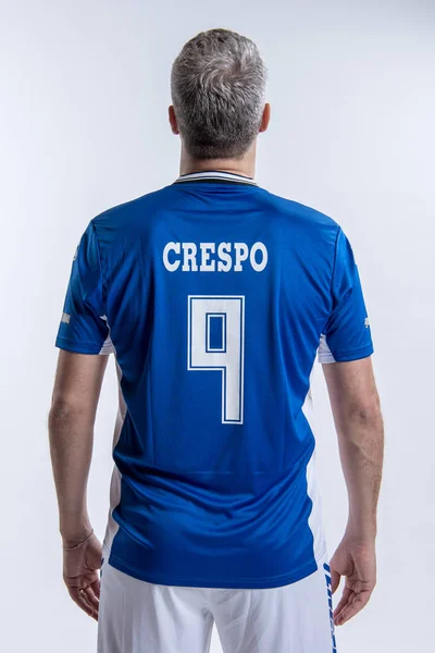 Exclusive Portret Argentyński Piłkarz Hernan Crespo 2018 Super Pingwin Piłka — Zdjęcie stockowe