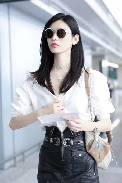 Chinese Model Mengyao Better Known Ming Pictured Shanghai Hongqiao International — Stock Photo, Image