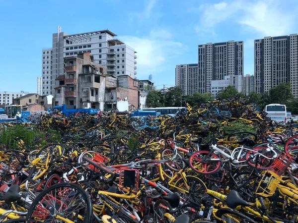 Fahrräder Von Mobike Ofo Und Anderen Chinesischen Bike Sharing Diensten — Stockfoto