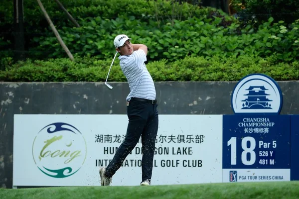 Golfista Americano Charlie Saxon Joga Sucesso Campeonato Changsha Durante Pga — Fotografia de Stock