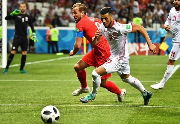 Harry Kane England Vänster Utmaningar Anice Badri Tunisien Deras Grupp — Stockfoto