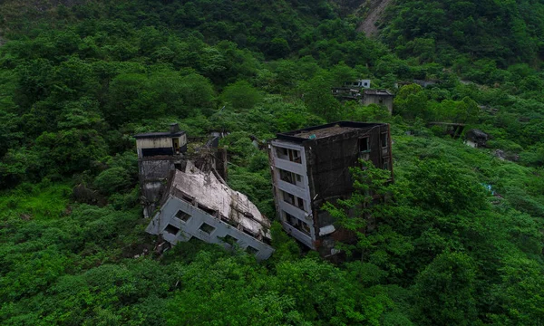 Tress Pictured Old Beichuan County Decade Magnitude Wenchuan Earthquake 2008 — стоковое фото