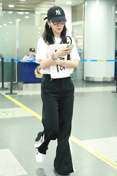 Kínai Színésznő Bingbing Megérkezik Beijing Capital International Airport Peking Kína — Stock Fotó