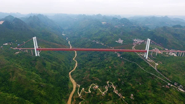 Vista Aérea Ponte Rio Baling 370 Metros Altura Sobre Vale — Fotografia de Stock