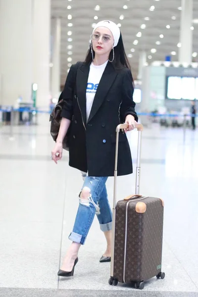 Actrița Chineză Fan Bingbing Sosește Aeroportul Internațional Beijing Capital Pentru — Fotografie, imagine de stoc