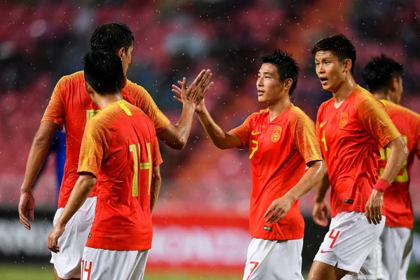 Los Jugadores China Celebran Después Anotar Gol Contra Tailandia Durante —  Fotos de Stock