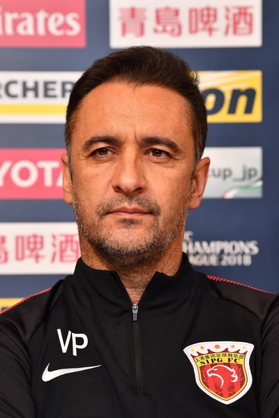 Head Coach Vitor Pereira China Shanghai Sipg Attends Press Conference — Stock Photo, Image