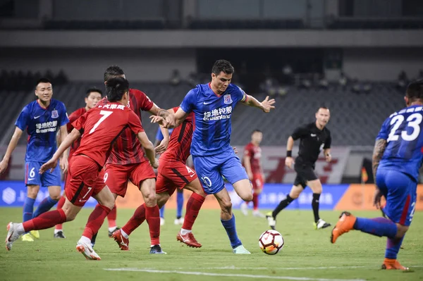 Kolumbijský Fotbalista Giovanni Moreno Shanghai Shenhua Grónsko Centrum Přestávky Přes — Stock fotografie