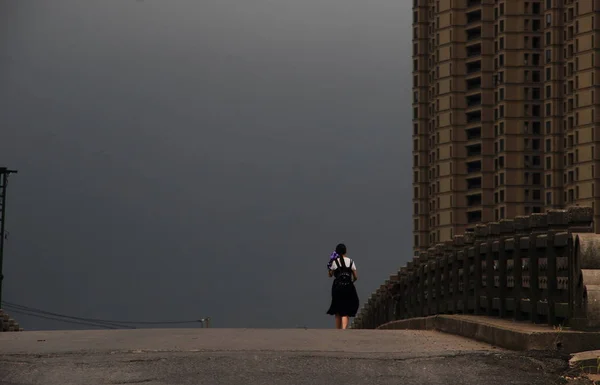 Cenário Das Nuvens Ondulantes Como Tufão Ampil Décimo Tufão Ano — Fotografia de Stock