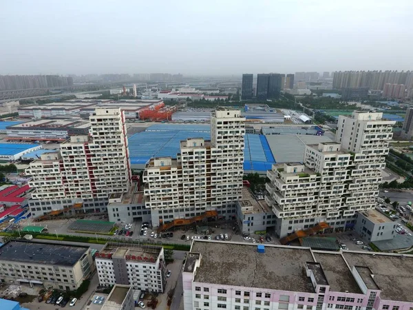 Een Luchtfoto Van Een Residentiële Samengestelde Gelijkaardige Tetris Blokken Zhengzhou — Stockfoto