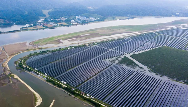 Kayan Bir Güneş Enerji Santralleri Hava Görünümünü Fenyi Lçesi Xinyu — Stok fotoğraf