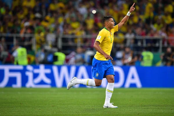Thiago Silva Aus Brasilien Feiert Nach Seinem Tor Gegen Serbien — Stockfoto