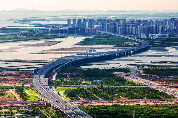 Uma Vista Aérea China Guangdong Zona Franca Piloto Qianhai Shekou — Fotografia de Stock