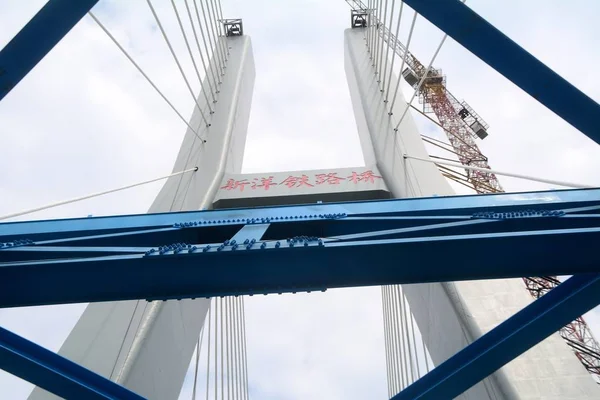 Vista Del Sitio Construcción Del Puente Ferroviario Xinyang Sección Yancheng —  Fotos de Stock