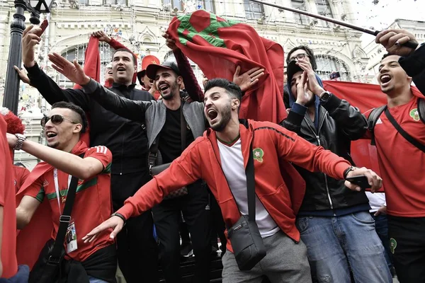 Einheimische Fußballfans Und Touristen Aus Aller Welt Nehmen Einer Feier — Stockfoto