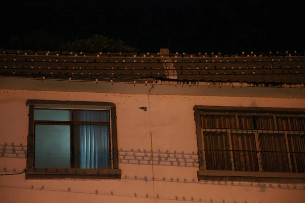 2018年8月1日 中国南方广西壮族自治区南宁市一条街道上的电线上排起了一群燕子 — 图库照片