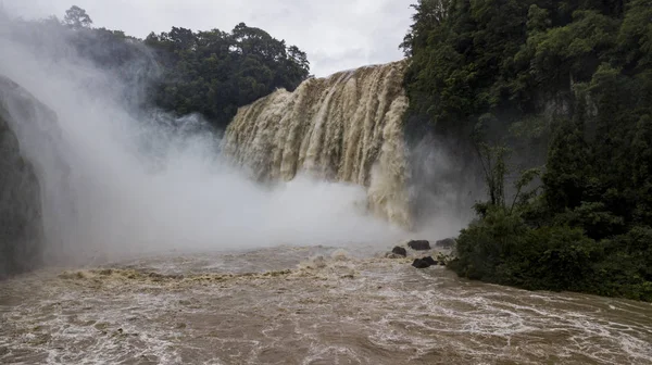 Uma Vista Aérea Cachoeira Huangguoshu Maior Fluxo Ano Cidade Anshun — Fotografia de Stock