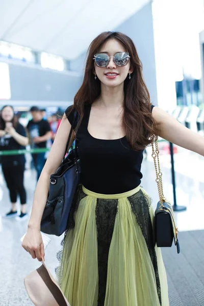Taiwanesisches Model Und Schauspielerin Lin Chi Ling Kommt Shanghai Hongqiao — Stockfoto