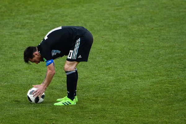 Lionel Messi Argentine Prépare Penalty Contre Islande Dans Son Match — Photo