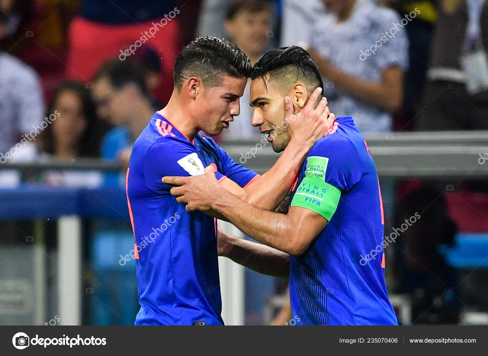 Radamel Falcao Right Colombia Celebrates James Rodriguez Scoring Goal Poland Stock Editorial Photo C Chinaimages