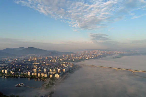 Luftaufnahme Des Han Flusses Auch Unter Den Chinesischen Namen Hanshui — Stockfoto
