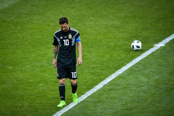 아르헨티나의 리오넬 메시는 Fifa 2018 러시아 모스크바에서에서 2018 그들의 경기에서 — 스톡 사진