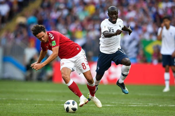 Golo Kante France Right Challenges Thomas Delaney Denmark Group Match — Stock Photo, Image