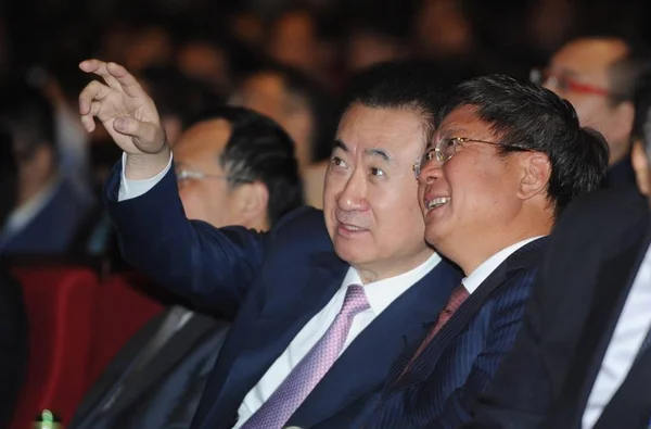 Sun Hongbin Derecha Presidente Sunac China Holdings Ltd Wang Jianlin —  Fotos de Stock