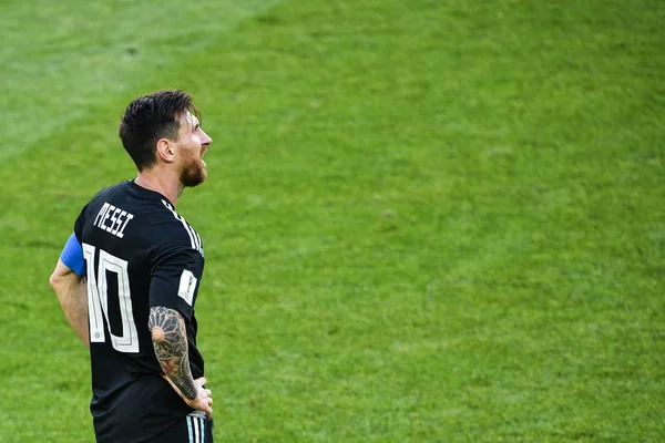 Lionel Messi Argentine Réagit Après Avoir Raté Penalty Contre Islande — Photo