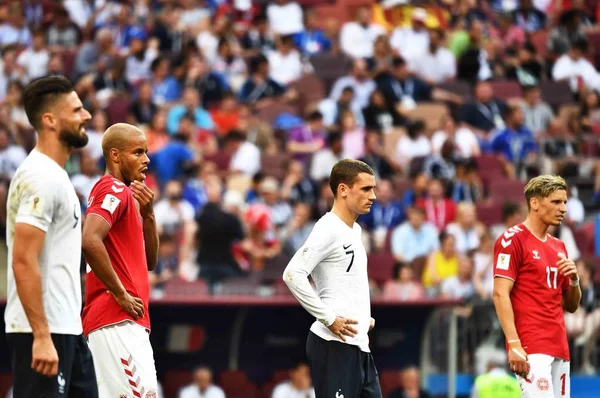 Der Franzose Antoine Griezmann Zweiter Rechts Tritt Bei Der Fußball — Stockfoto