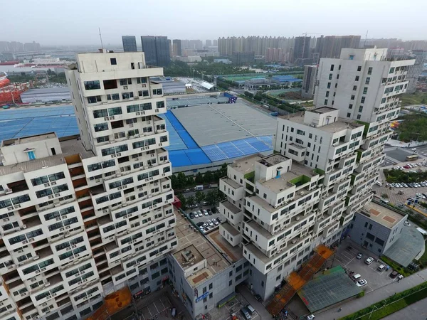 Вид Воздуха Жилой Комплекс Напоминающий Блоки Тетриса Городе Чжэнчжоу Центральная — стоковое фото