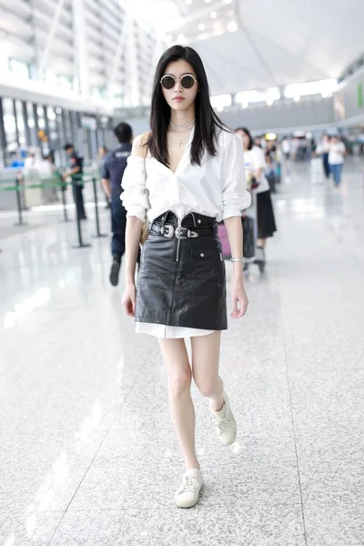 Chinese Model Mengyao Better Known Ming Pictured Shanghai Hongqiao International — Stock Photo, Image