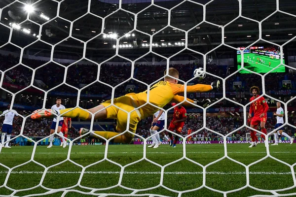 Goleiro Jordan Pickford Inglaterra Salva Bola Contra Bélgica Seu Jogo — Fotografia de Stock