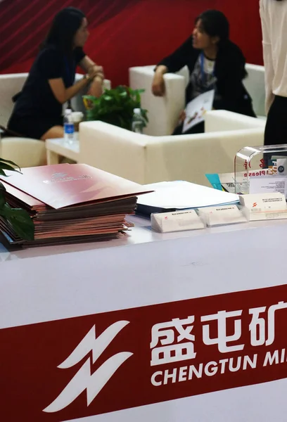 Gente Visita Stand Chengtun Mining Group Durante Una Exposición Tianjin — Foto de Stock