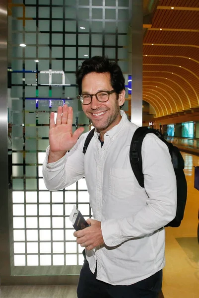 Taiwan Out American Actor Paul Rudd Waves Fans Leaves Taoyuan — Stock Photo, Image