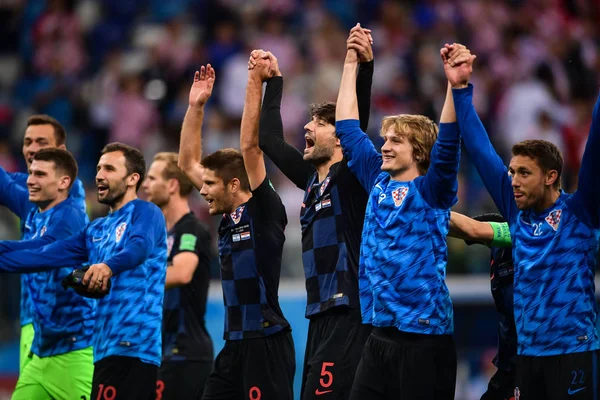 Spieler Kroatiens Feiern Nach Dem Sieg Über Argentinien Spiel Der — Stockfoto