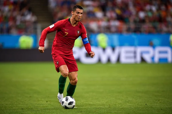 Cristiano Ronaldo Portugál Dribbles Irán Ellen Mérkőzés Alatt 2018 Fifa — Stock Fotó