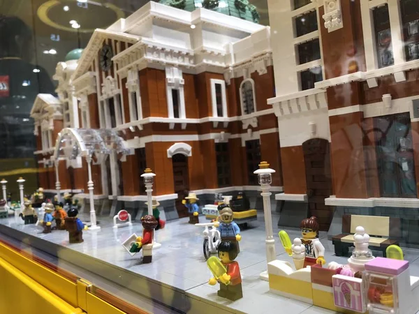 Visa Lego Modell Den Gamla Järnvägsstationen Shenyang Shenyang City Liaoning — Stockfoto