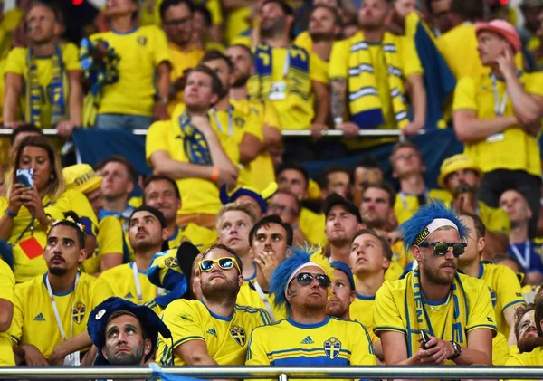 Swedish Fans React Toni Kroos Germany Scoring Winner Stoppage Time — Stock Photo, Image