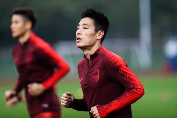 Lei Dari Tim Nasional Sepak Bola Pria Tiongkok Mengambil Bagian — Stok Foto