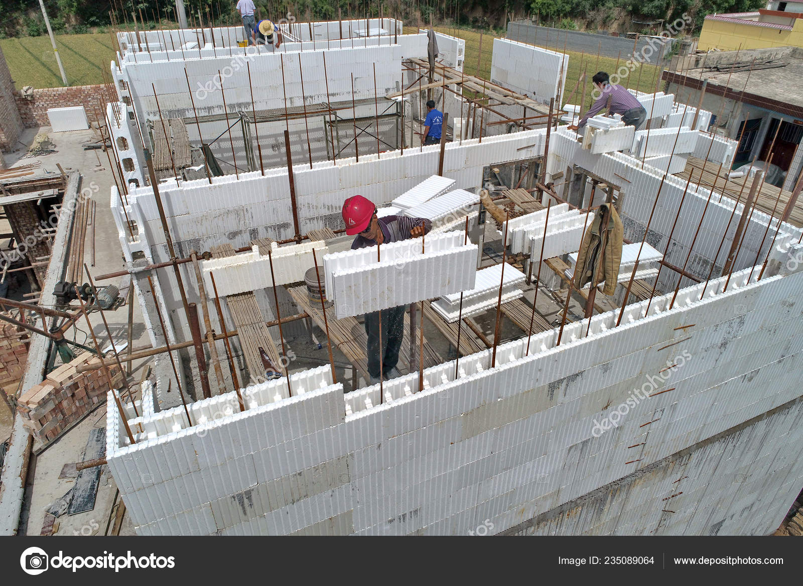 Chinese Workers Use Expanded Polystyrene Eps Foam Build Houses Beiyuan —  Stock Editorial Photo © IC Photo #235089064