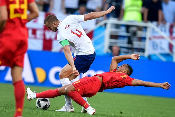 Kevin Bruyne Bélgica Derecha Desafía Eric Dier Inglaterra Partido Del — Foto de Stock