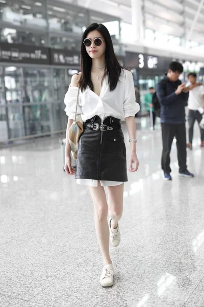 Chinees Model Mengyao Beter Bekend Als Ming Afgebeeld Shanghai Hongqiao — Stockfoto