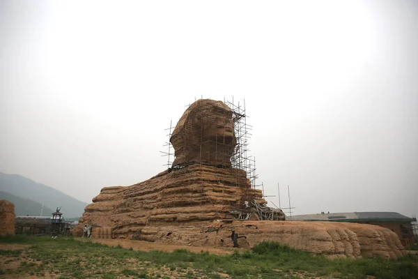 Replika Velké Sfingy Gíze Rekonstruovanou Městě Shijiazhuang Severní Čínské Provincii — Stock fotografie