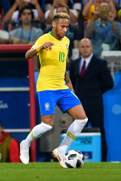 Neymar Von Brasilien Dribbelt Gruppenspiel Der Fußball 2018 Moskau Gegen — Stockfoto