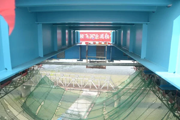 View Construction Site Xinyang Railway Bridge Yancheng Section Xuzhou Suqian — Stock Photo, Image