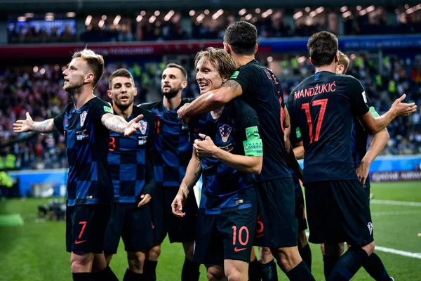 Spieler Kroatiens Feiern Nach Dem Sieg Über Argentinien Spiel Der — Stockfoto