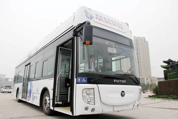 Городской Автобус Водородным Двигателем Показан Городе Биньчжоу Провинция Восточный Чинас — стоковое фото