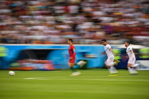 Cristiano Ronaldo Portugal Gauche Dribble Contre Les Joueurs Iran Dans — Photo