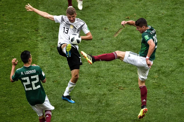 Thomas Mueller Muller Germany Center Challenges Hector Moreno Right Hirving — Stock Photo, Image